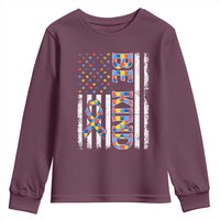 Be Kind Autism Youth Sweatshirt USA flag Autistic Support