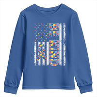 Be Kind Autism Youth Sweatshirt USA flag Autistic Support