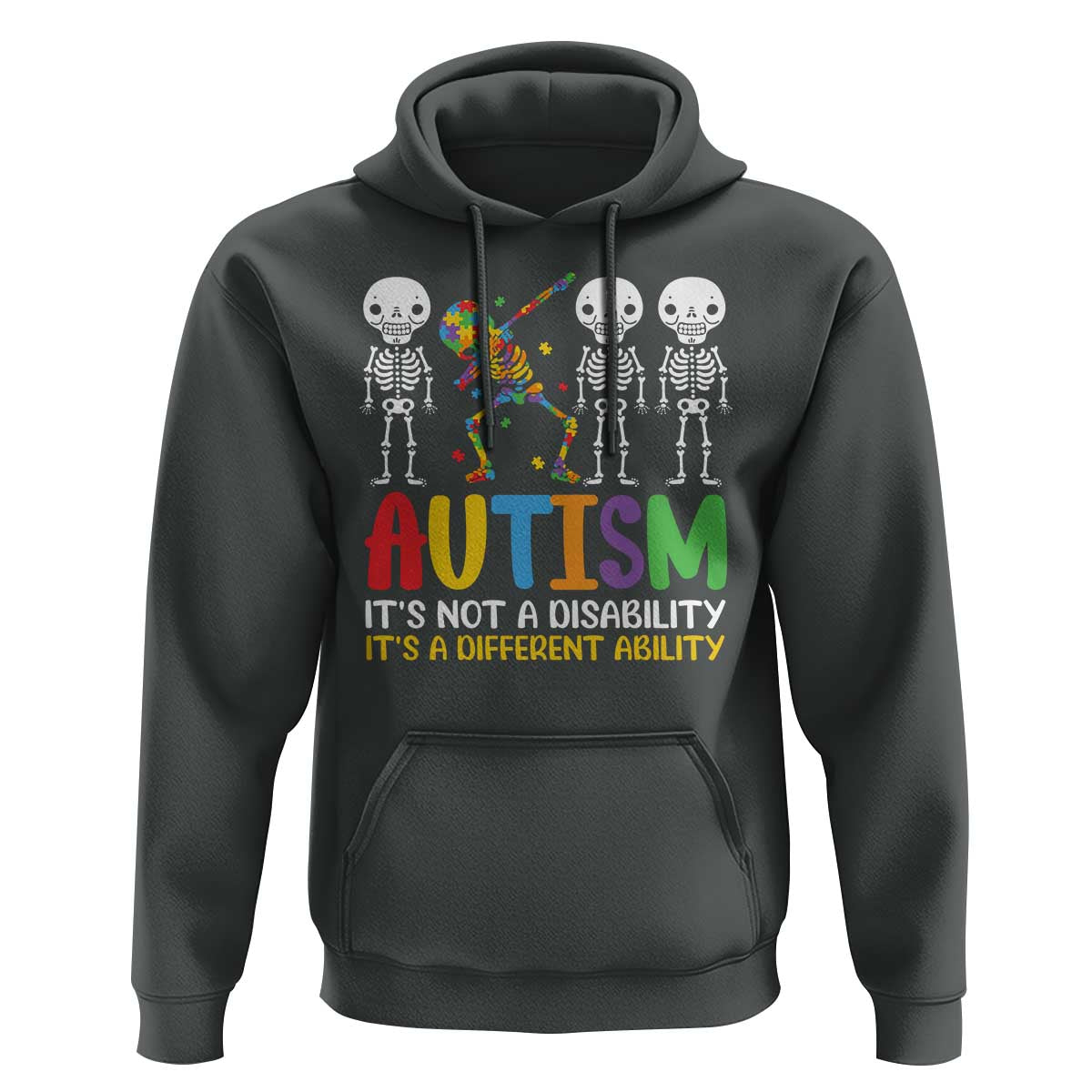 Autism Awareness Hoodie Skeleton Dabbing Autistic Kids
