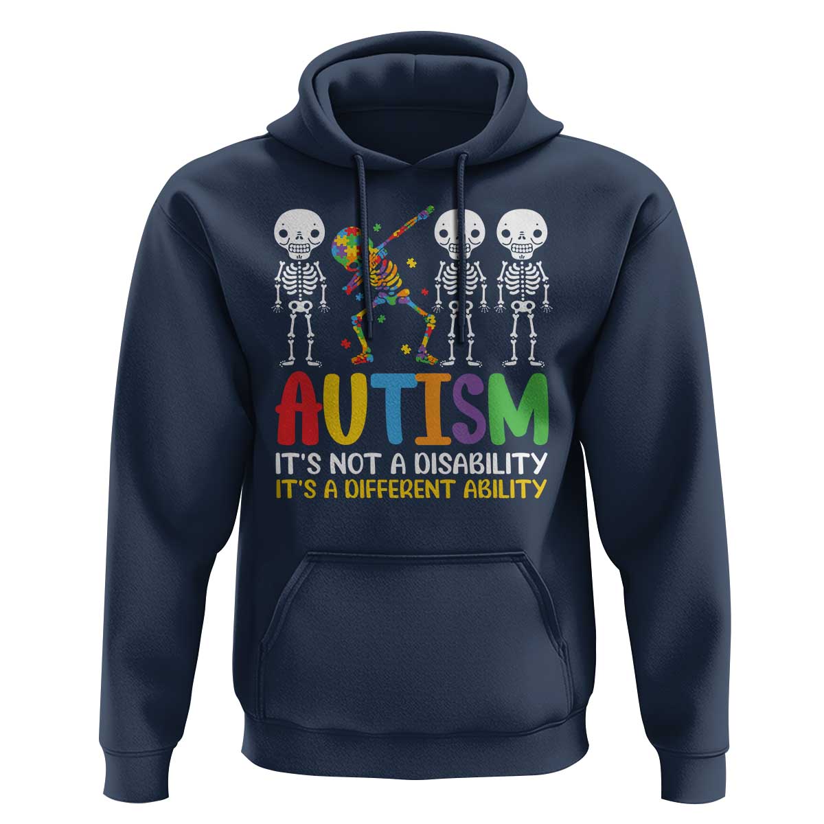 Autism Awareness Hoodie Skeleton Dabbing Autistic Kids