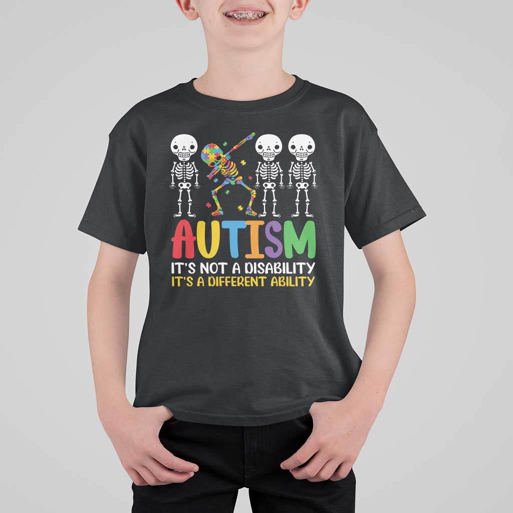 Autism Awareness T Shirt For Kid Skeleton Dabbing Autistic Kids