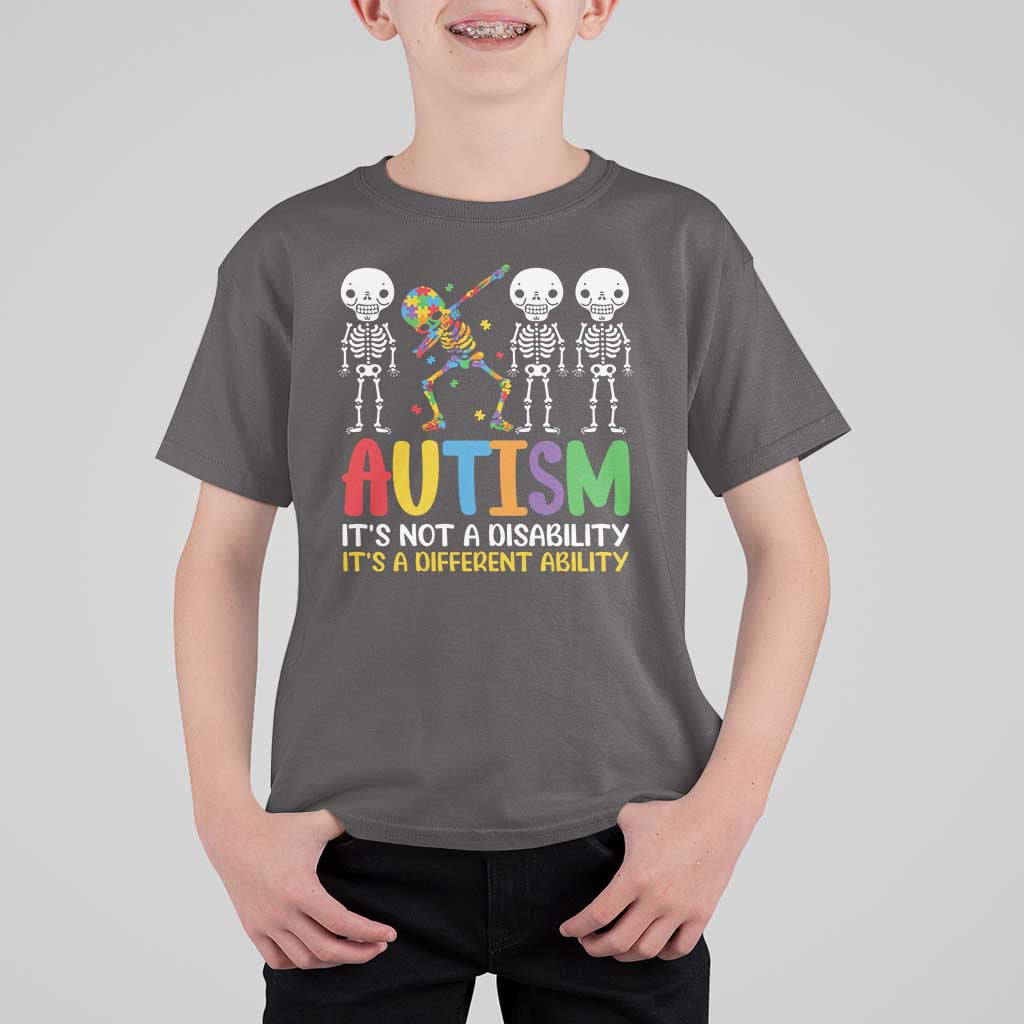 Autism Awareness T Shirt For Kid Skeleton Dabbing Autistic Kids