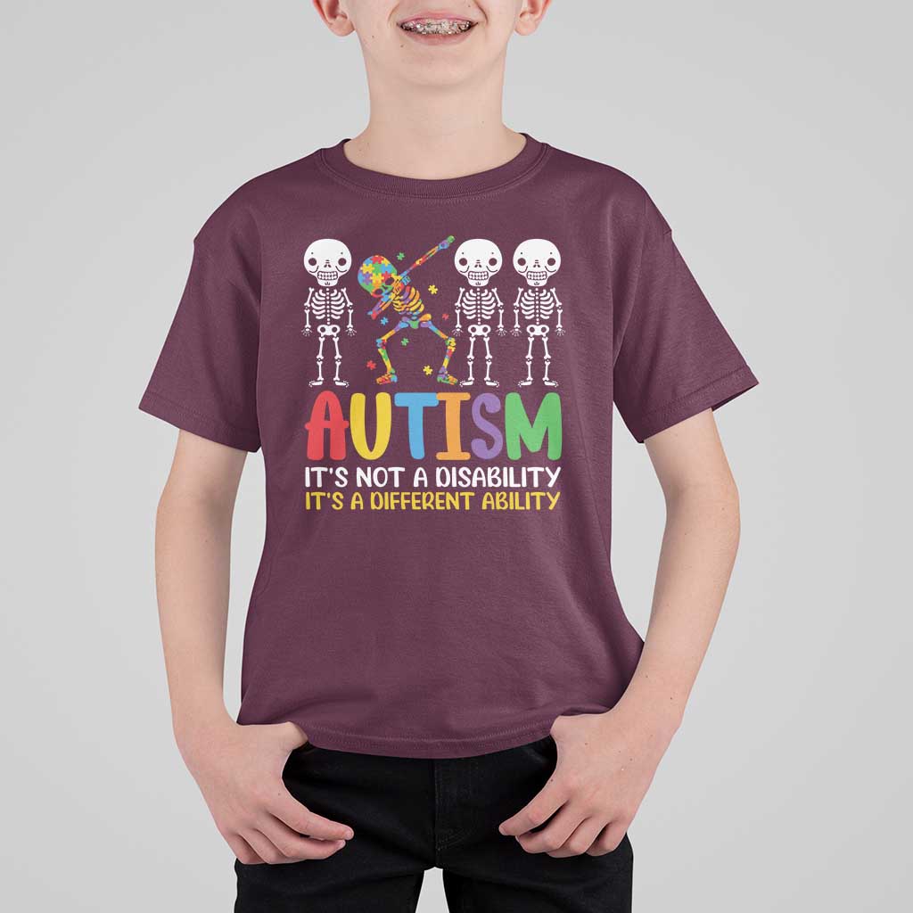 Autism Awareness T Shirt For Kid Skeleton Dabbing Autistic Kids