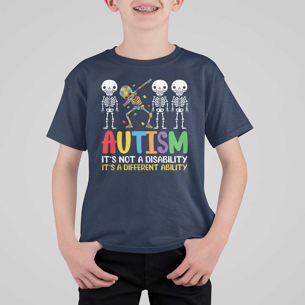 Autism Awareness T Shirt For Kid Skeleton Dabbing Autistic Kids