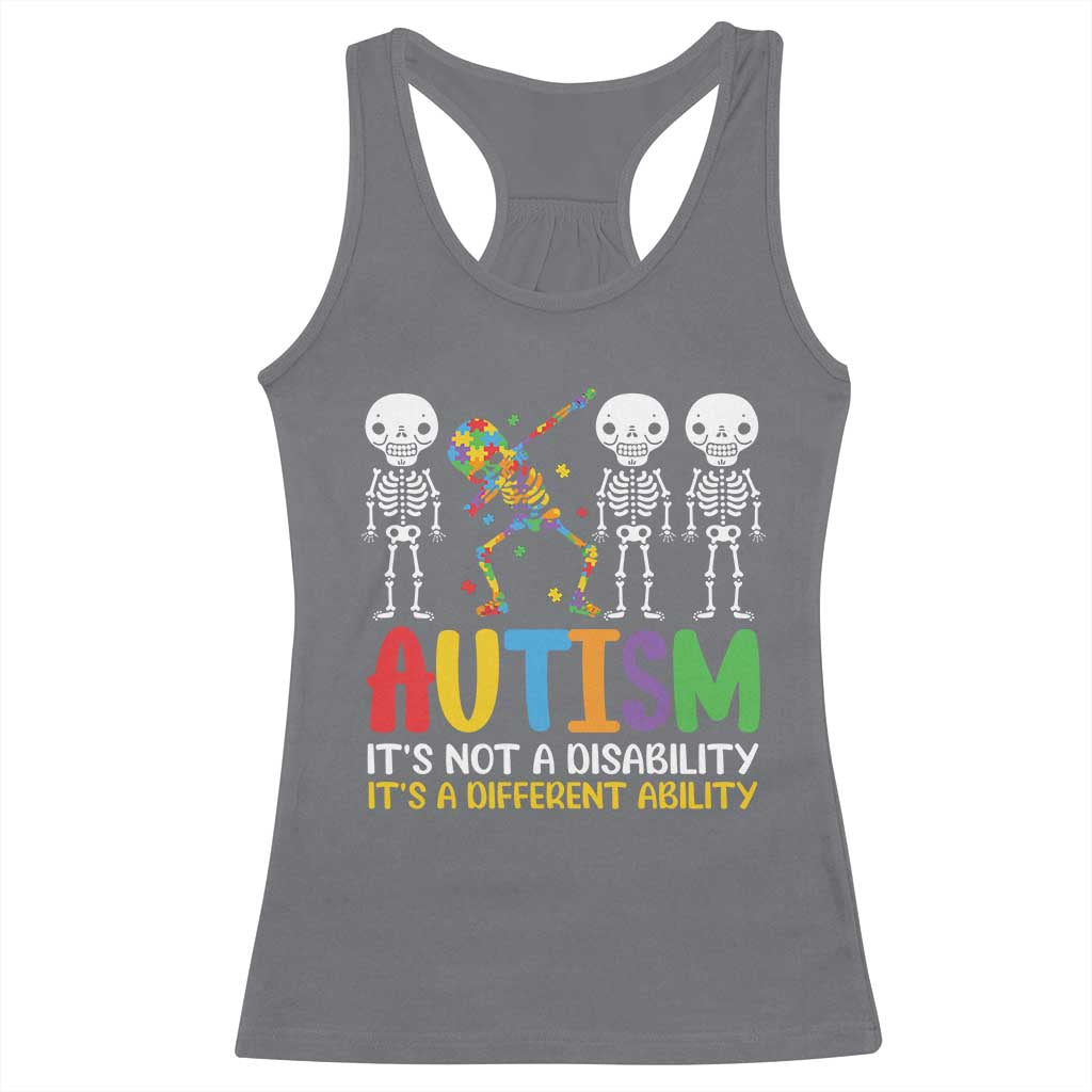Autism Awareness Racerback Tank Top Skeleton Dabbing Autistic Kids