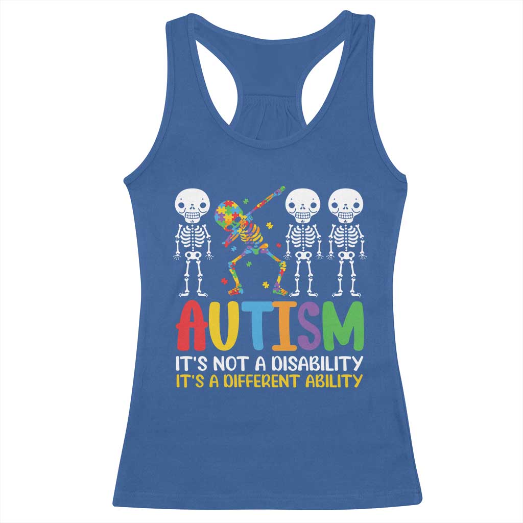 Autism Awareness Racerback Tank Top Skeleton Dabbing Autistic Kids