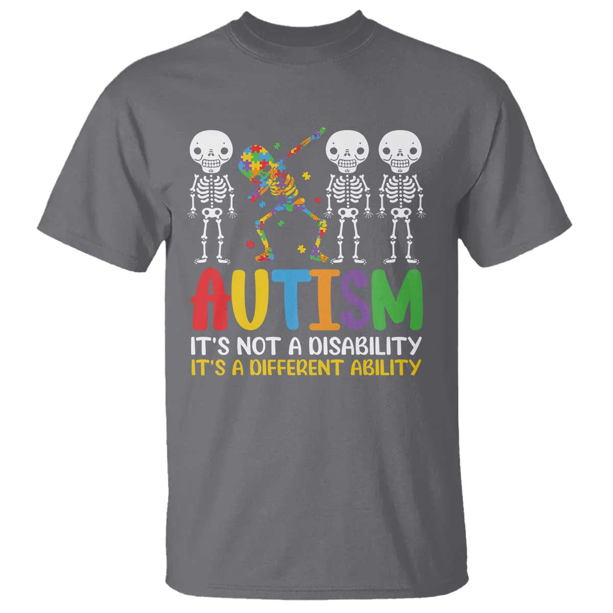 Autism Awareness T Shirt Skeleton Dabbing Autistic Kids