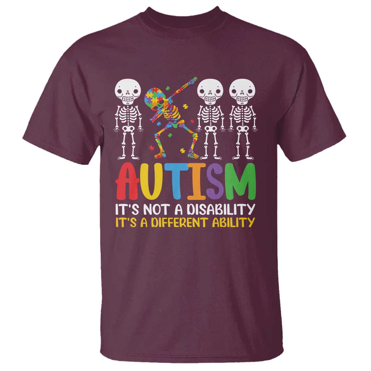 Autism Awareness T Shirt Skeleton Dabbing Autistic Kids