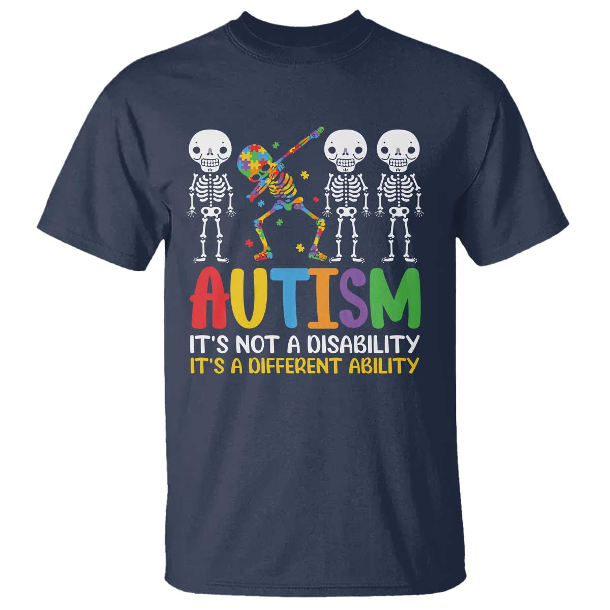 Autism Awareness T Shirt Skeleton Dabbing Autistic Kids