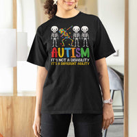 Autism Awareness T Shirt For Women Skeleton Dabbing Autistic Kids