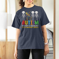 Autism Awareness T Shirt For Women Skeleton Dabbing Autistic Kids