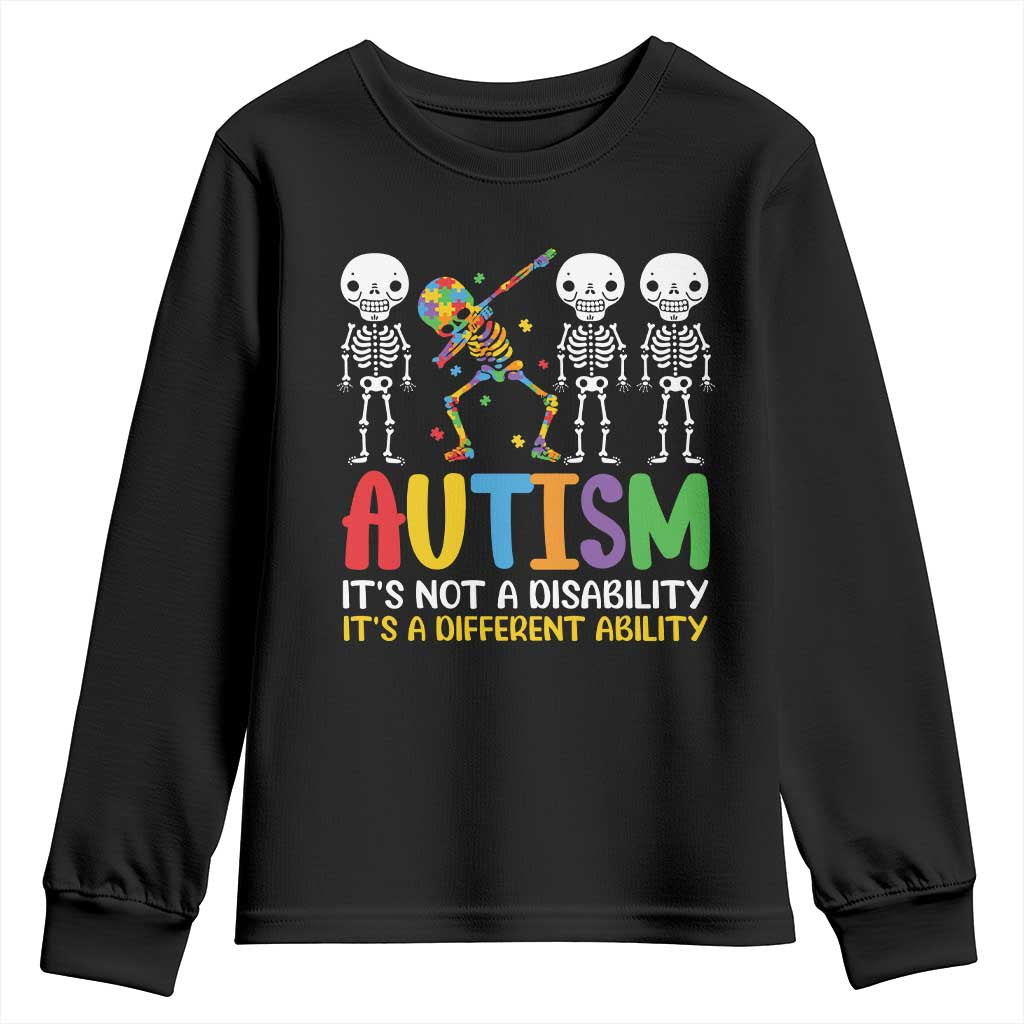 Autism Awareness Youth Sweatshirt Skeleton Dabbing Autistic Kids