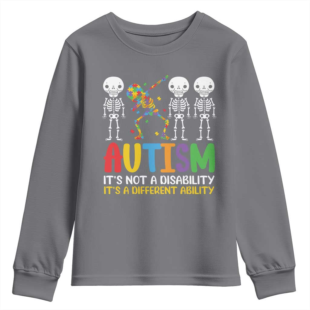 Autism Awareness Youth Sweatshirt Skeleton Dabbing Autistic Kids