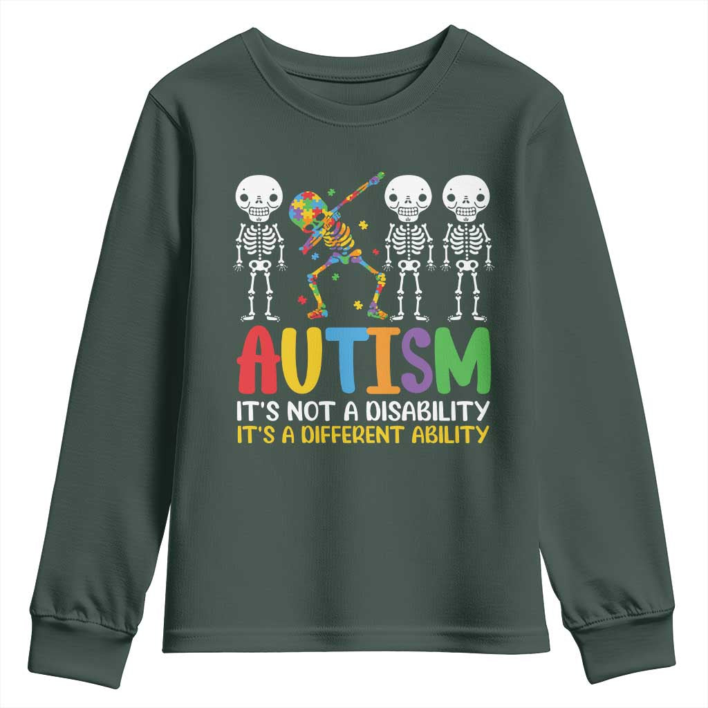 Autism Awareness Youth Sweatshirt Skeleton Dabbing Autistic Kids