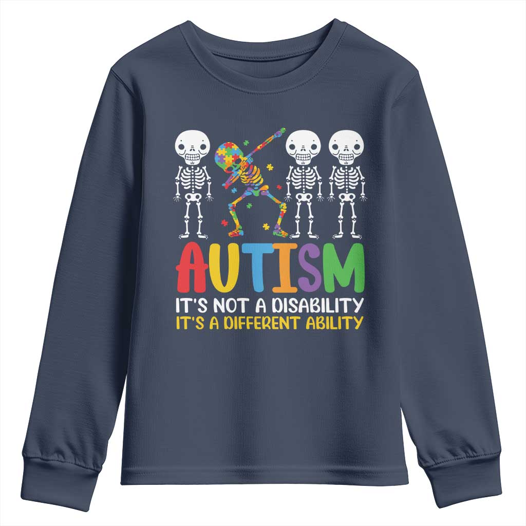Autism Awareness Youth Sweatshirt Skeleton Dabbing Autistic Kids