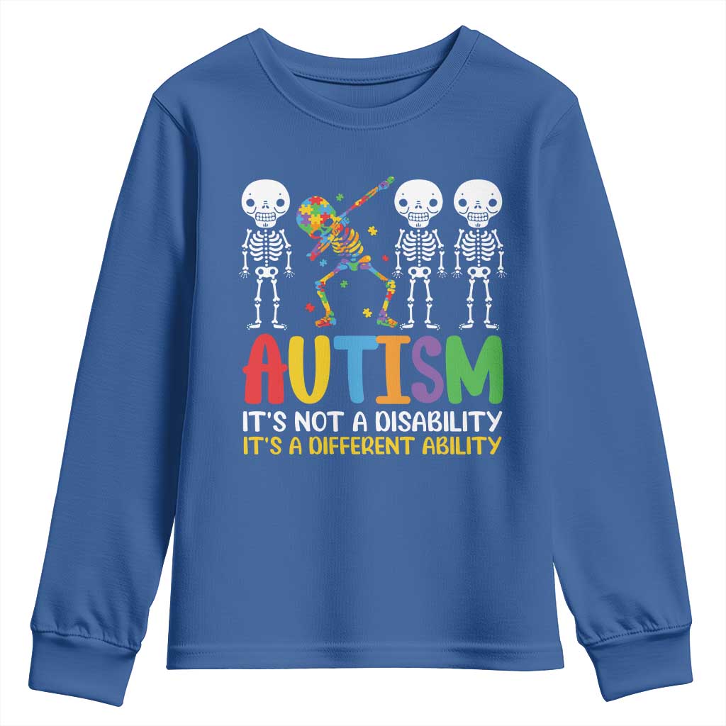 Autism Awareness Youth Sweatshirt Skeleton Dabbing Autistic Kids