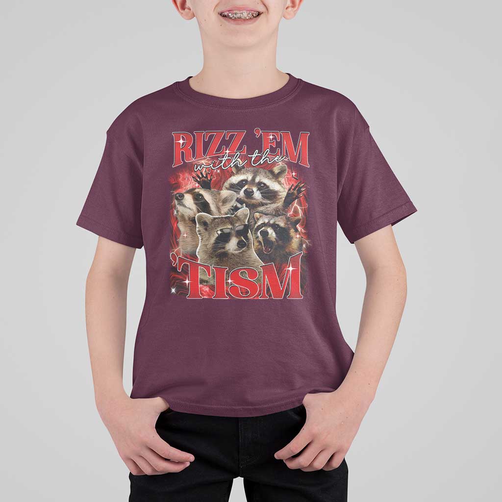Autism Funny T Shirt For Kid Rizz Em With The Tism Meme Autistic Racoon