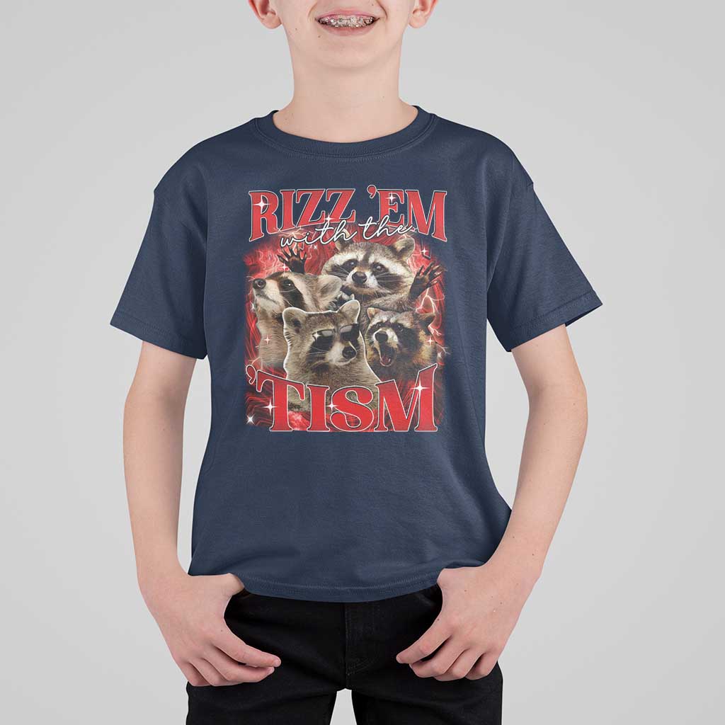 Autism Funny T Shirt For Kid Rizz Em With The Tism Meme Autistic Racoon