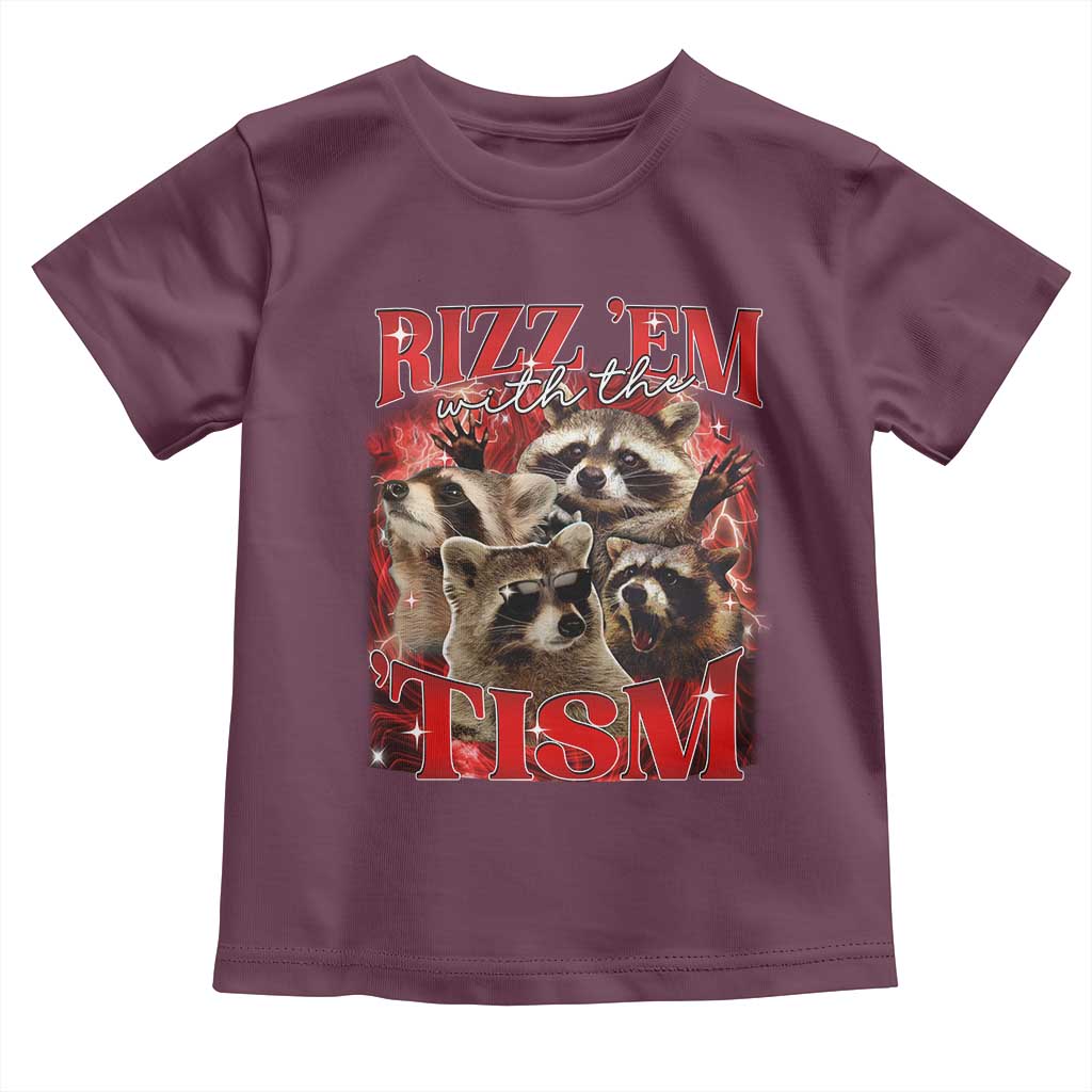 Autism Funny Toddler T Shirt Rizz Em With The Tism Meme Autistic Racoon