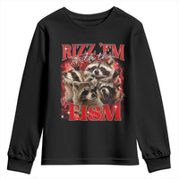 Autism Funny Youth Sweatshirt Rizz Em With The Tism Meme Autistic Racoon