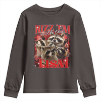 Autism Funny Youth Sweatshirt Rizz Em With The Tism Meme Autistic Racoon