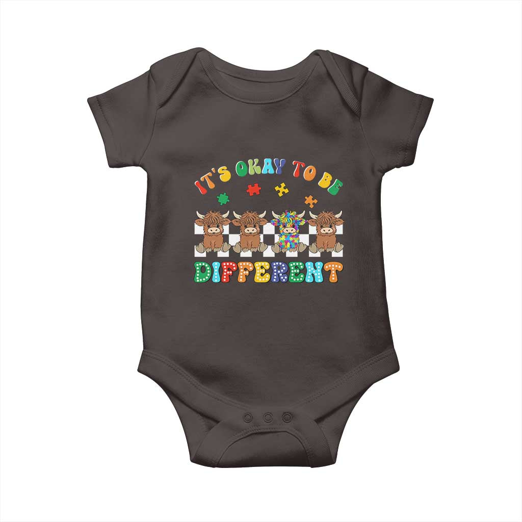 It’s Okay To Be Different Autism Awareness Baby Onesie Autistic Cow Positivity Vibe