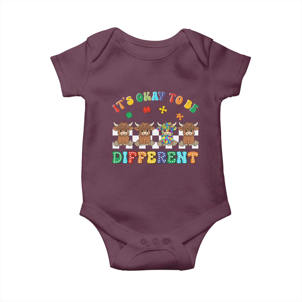 It’s Okay To Be Different Autism Awareness Baby Onesie Autistic Cow Positivity Vibe