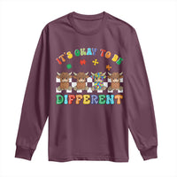 It’s Okay To Be Different Autism Awareness Long Sleeve Shirt Autistic Cow Positivity Vibe