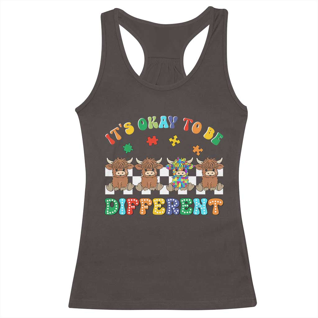 It’s Okay To Be Different Autism Awareness Racerback Tank Top Autistic Cow Positivity Vibe