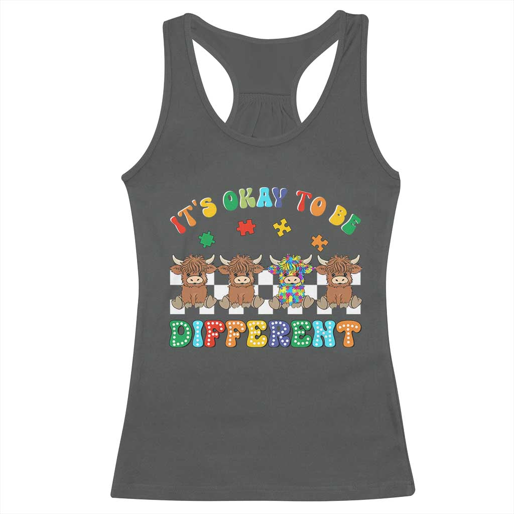 It’s Okay To Be Different Autism Awareness Racerback Tank Top Autistic Cow Positivity Vibe