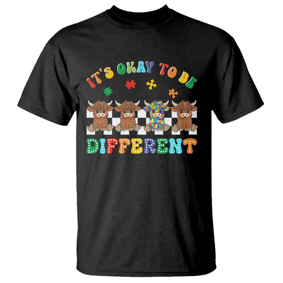 It’s Okay To Be Different Autism Awareness T Shirt Autistic Cow Positivity Vibe