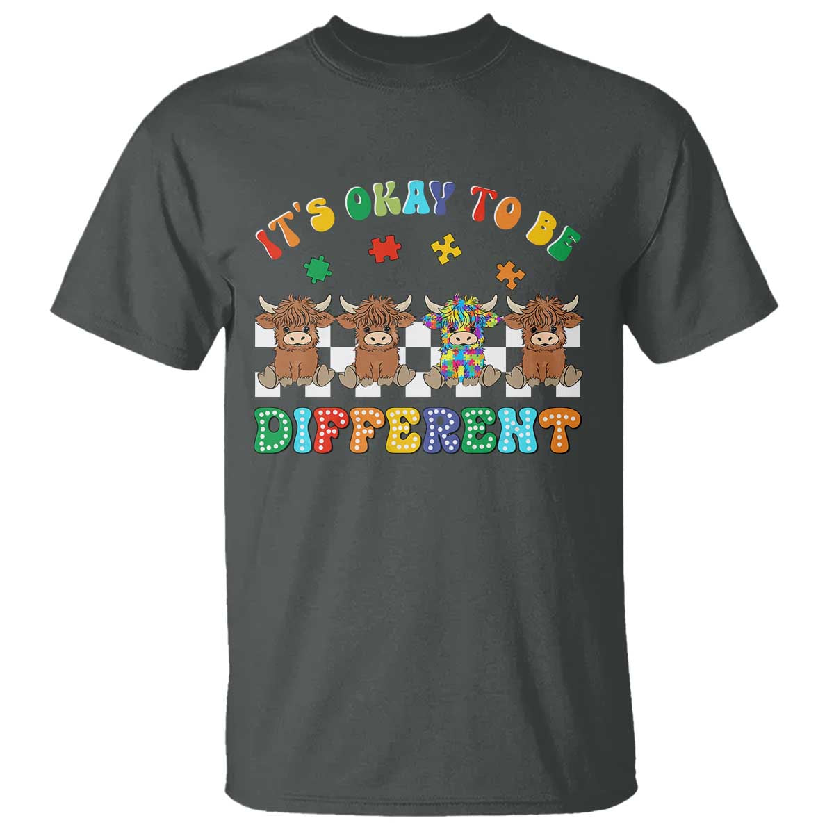 It’s Okay To Be Different Autism Awareness T Shirt Autistic Cow Positivity Vibe