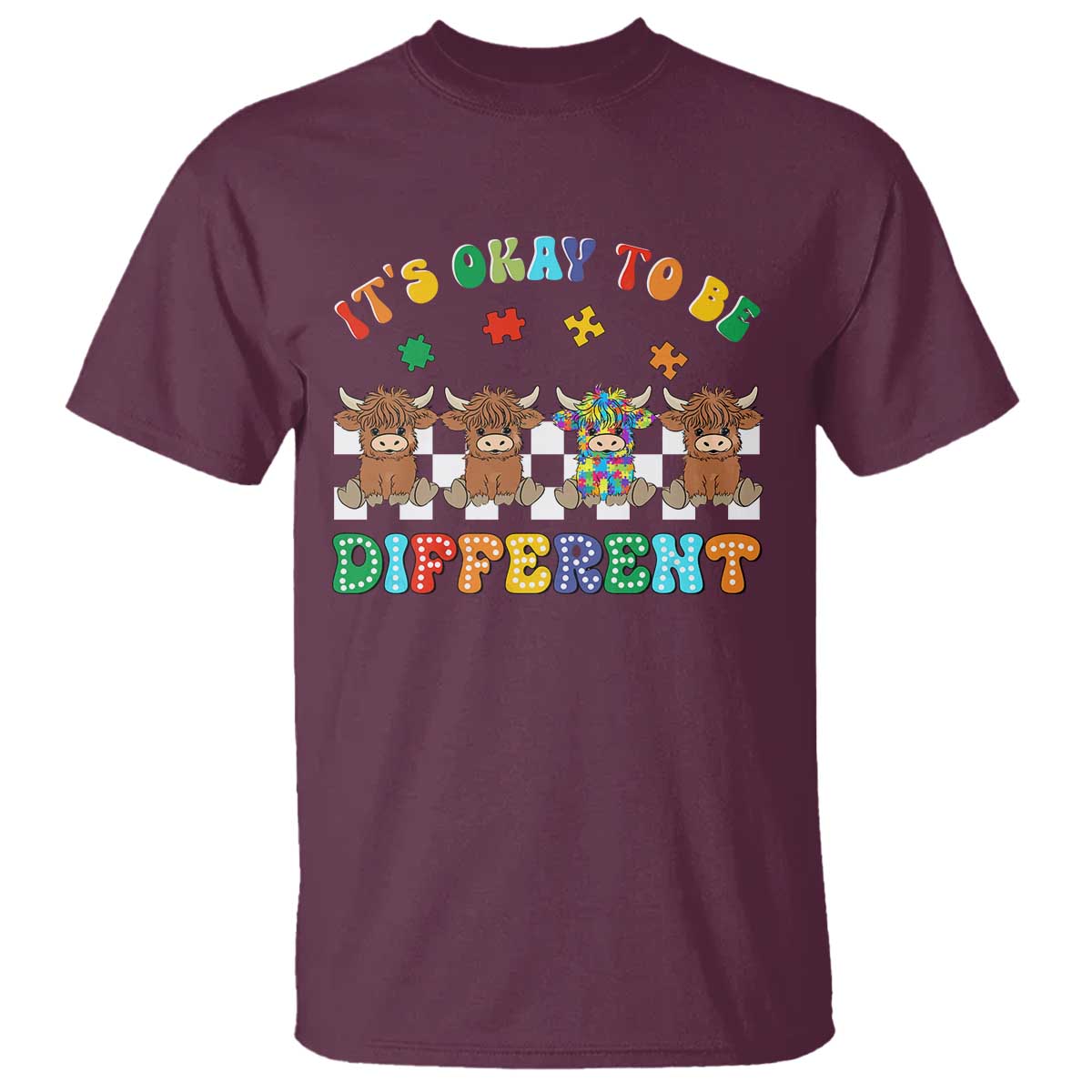 It’s Okay To Be Different Autism Awareness T Shirt Autistic Cow Positivity Vibe