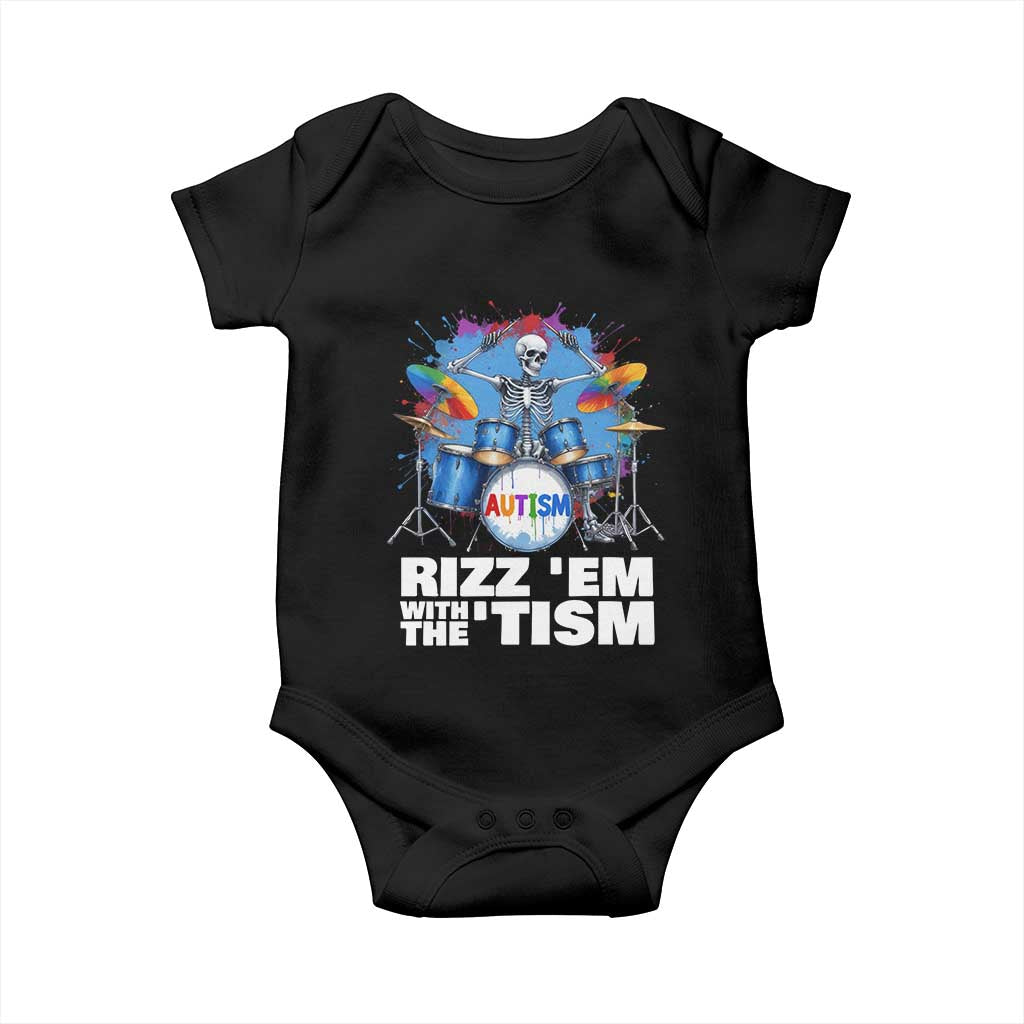 Autism Skeleton Meme Baby Onesie Rizz Em With The Tism Meme Autistic Drummer