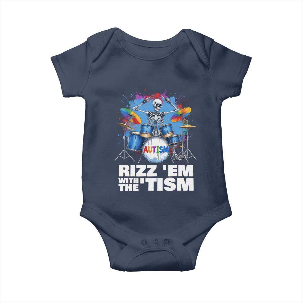 Autism Skeleton Meme Baby Onesie Rizz Em With The Tism Meme Autistic Drummer