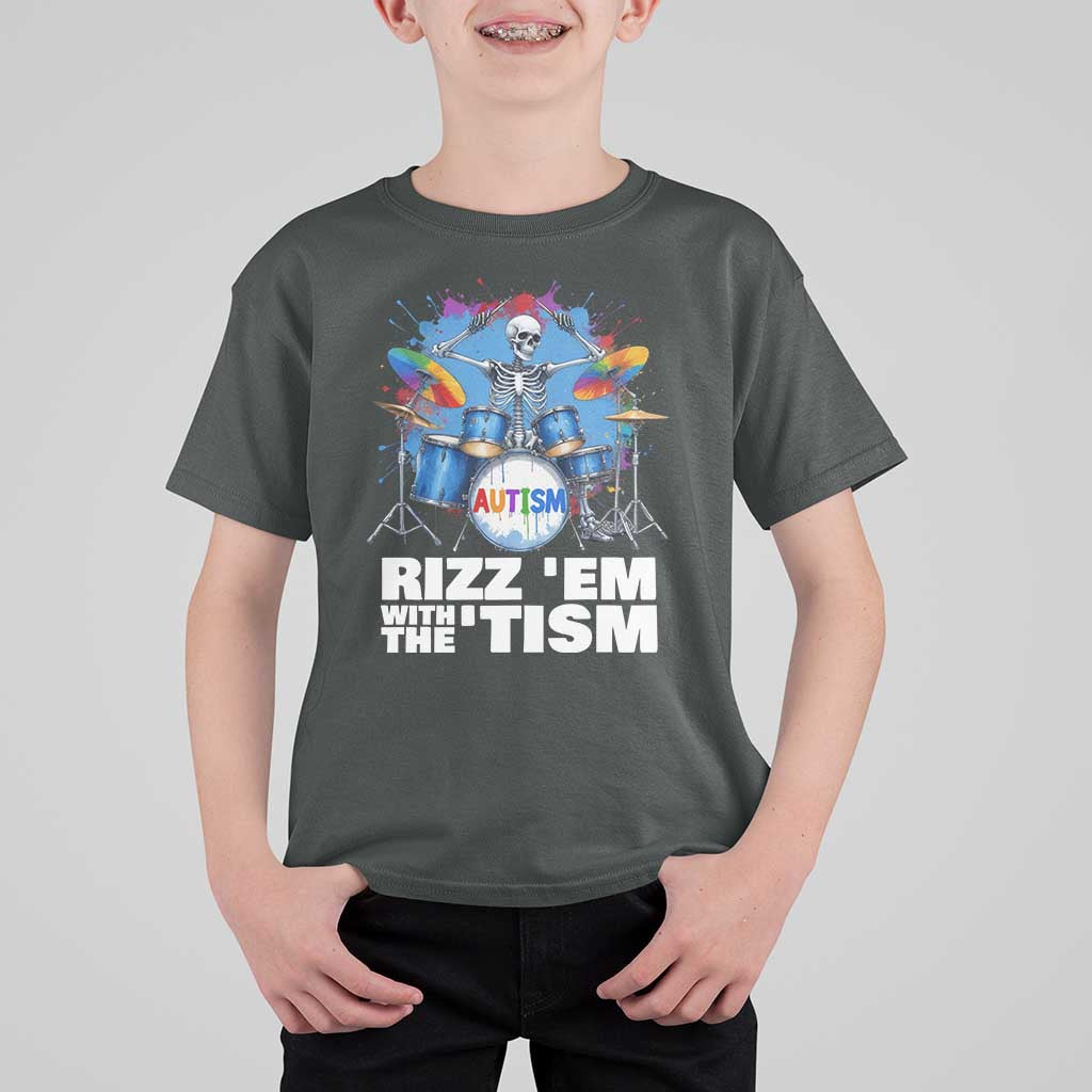 Autism Skeleton Meme T Shirt For Kid Rizz Em With The Tism Meme Autistic Drummer