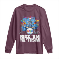 Autism Skeleton Meme Long Sleeve Shirt Rizz Em With The Tism Meme Autistic Drummer