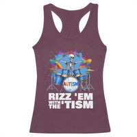 Autism Skeleton Meme Racerback Tank Top Rizz Em With The Tism Meme Autistic Drummer
