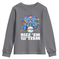 Autism Skeleton Meme Youth Sweatshirt Rizz Em With The Tism Meme Autistic Drummer