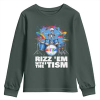 Autism Skeleton Meme Youth Sweatshirt Rizz Em With The Tism Meme Autistic Drummer