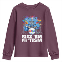 Autism Skeleton Meme Youth Sweatshirt Rizz Em With The Tism Meme Autistic Drummer