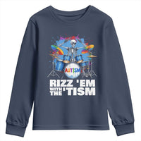 Autism Skeleton Meme Youth Sweatshirt Rizz Em With The Tism Meme Autistic Drummer
