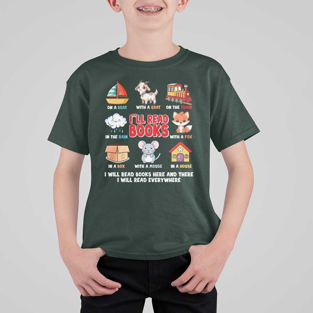 I Will Read Books On A Boat & Everywhere Reading Gifts T Shirt For Kid