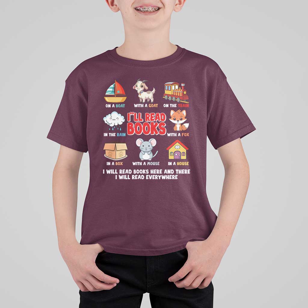 I Will Read Books On A Boat & Everywhere Reading Gifts T Shirt For Kid