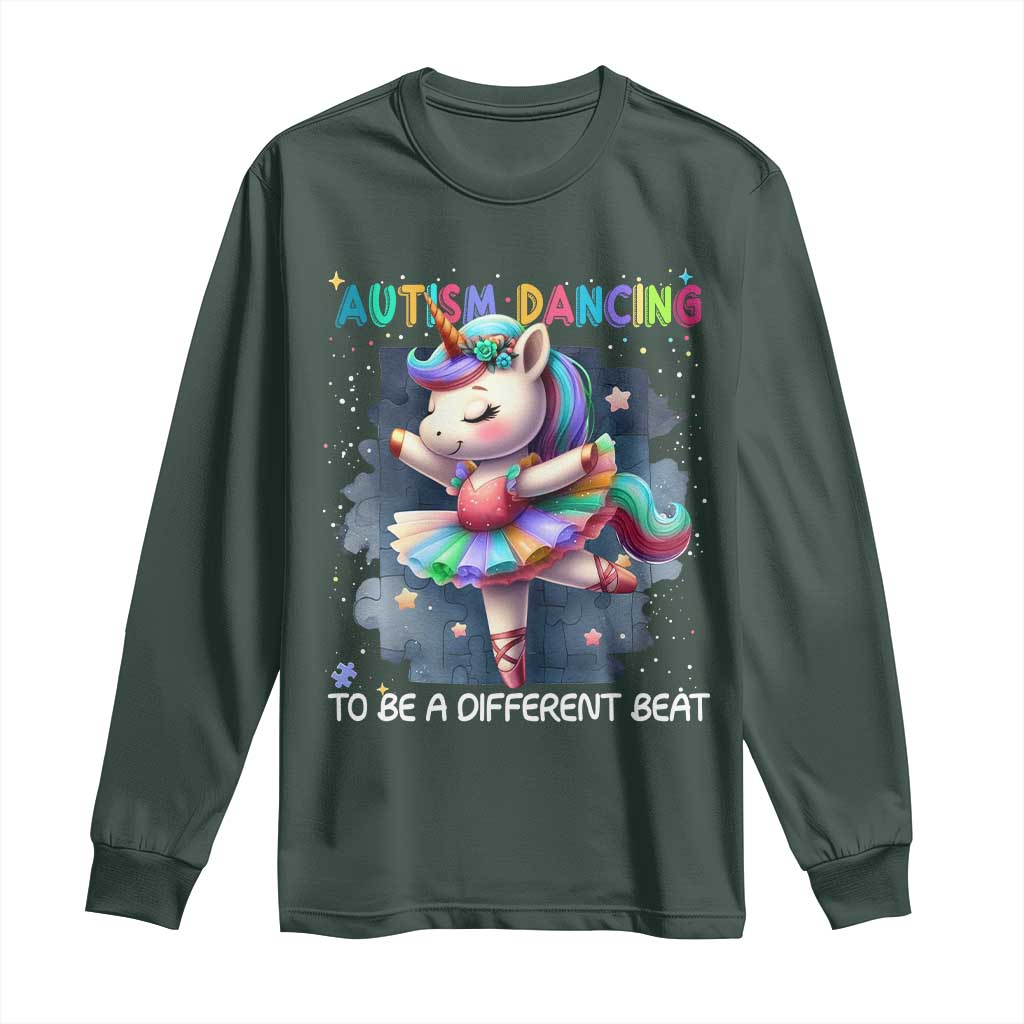 Autism Awareness Unicorn Long Sleeve Shirt Ballet Dancing To A Different Beat
