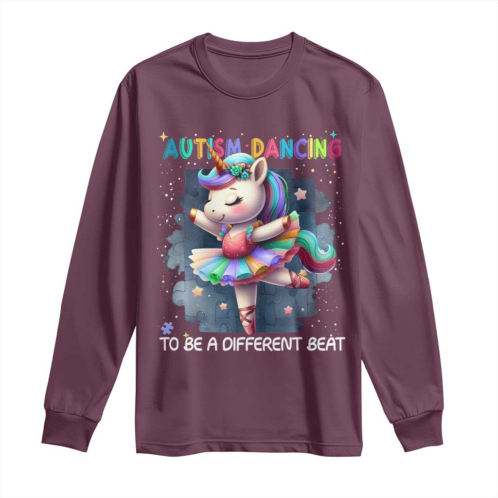 Autism Awareness Unicorn Long Sleeve Shirt Ballet Dancing To A Different Beat