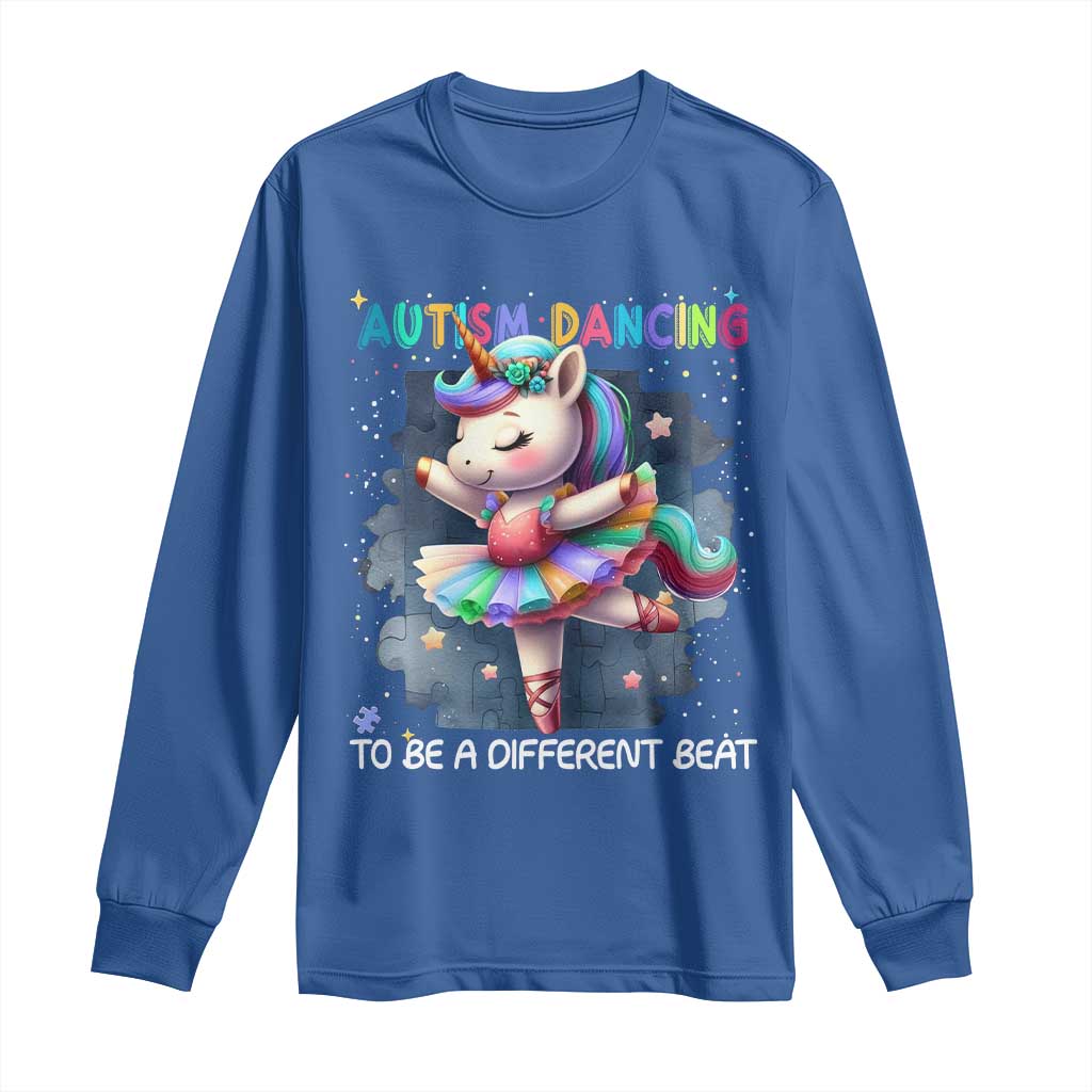 Autism Awareness Unicorn Long Sleeve Shirt Ballet Dancing To A Different Beat