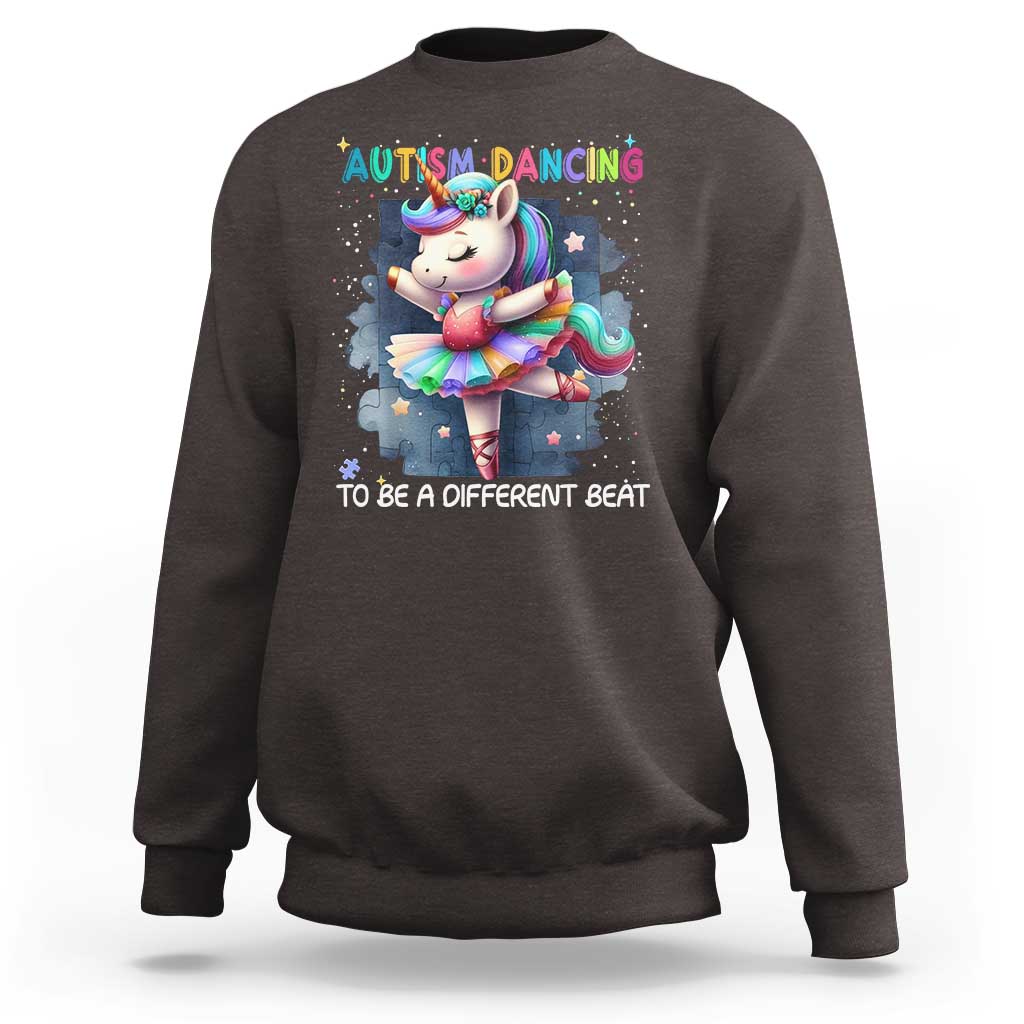 Autism Awareness Unicorn Sweatshirt Ballet Dancing To A Different Beat