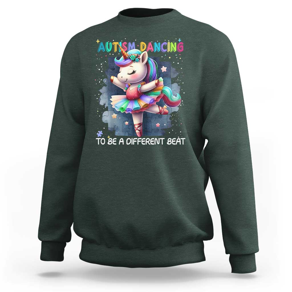 Autism Awareness Unicorn Sweatshirt Ballet Dancing To A Different Beat