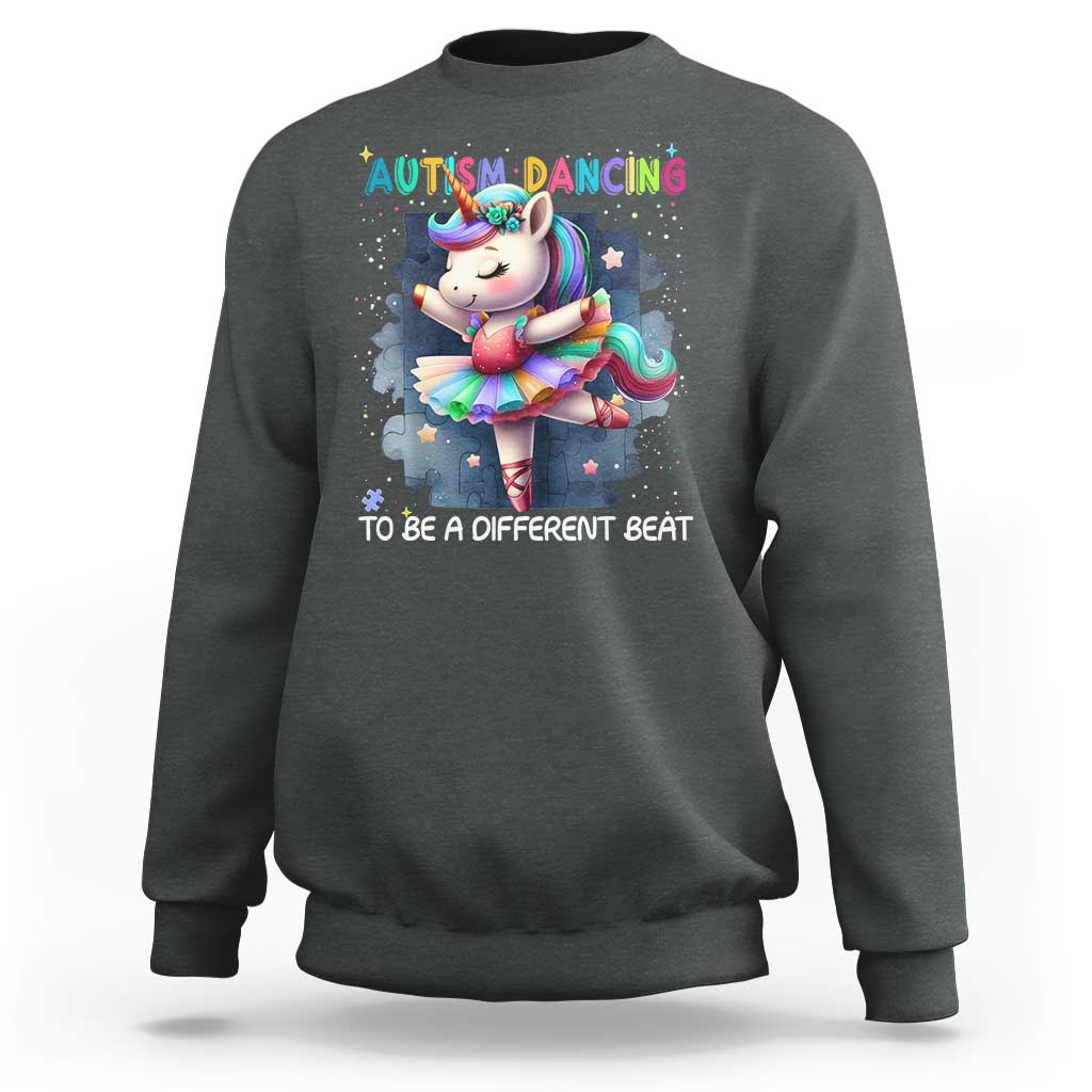 Autism Awareness Unicorn Sweatshirt Ballet Dancing To A Different Beat